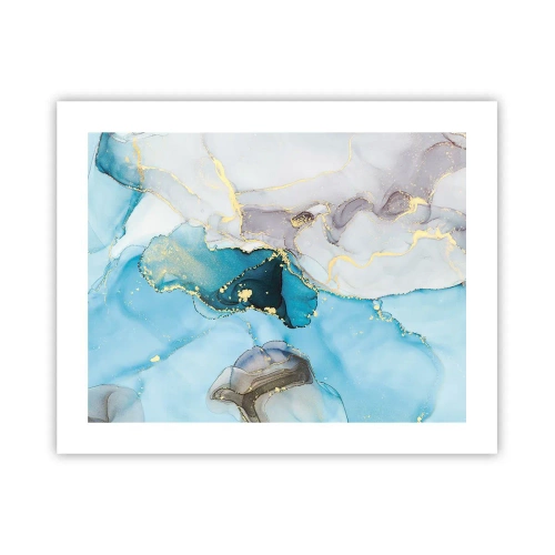 Affisch - Studie över mötet mellan grå och turkos - 50x40 cm