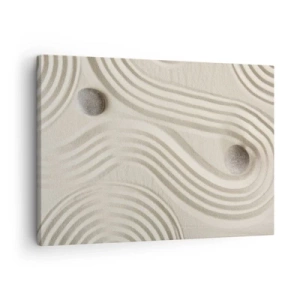 Canvastavla - Bild på duk - Minimalistisk zendesign med sand och stenar - 70x50cm - Värmens beröring - Modern väggdekoration för vardagsrum och sovrum ARTTOR