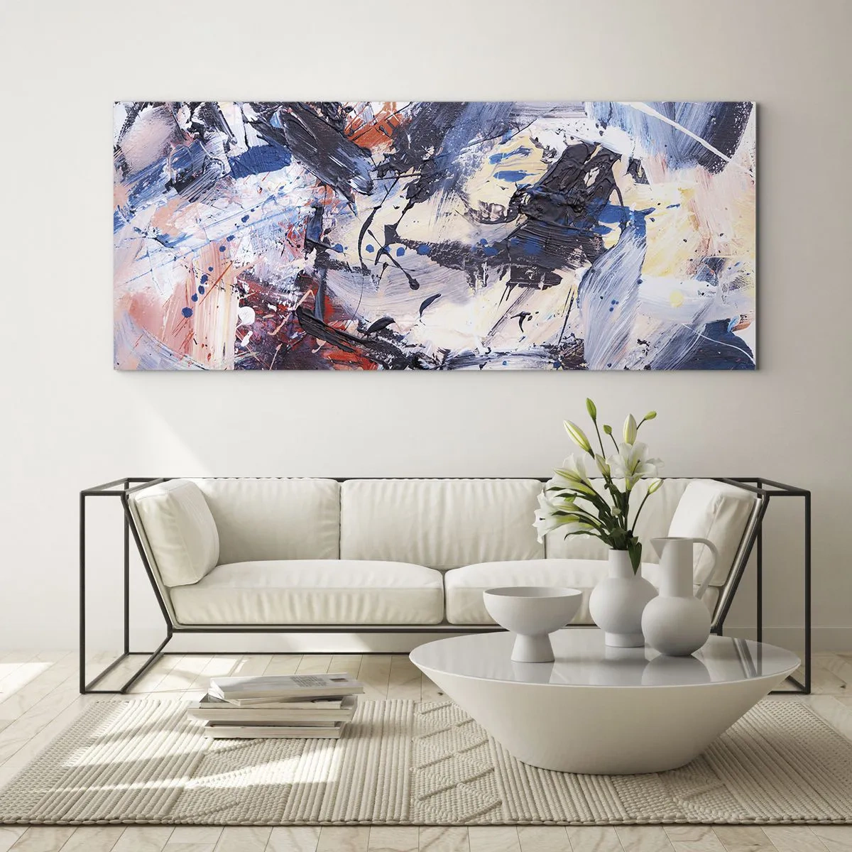 Glastavla - Bild på glas - Abstraktionen galna dans - 100x40 cm