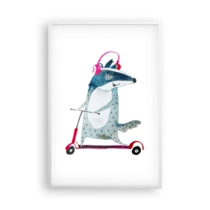 Affisch i vit ram - Grävlingens glädje - 61x91 cm