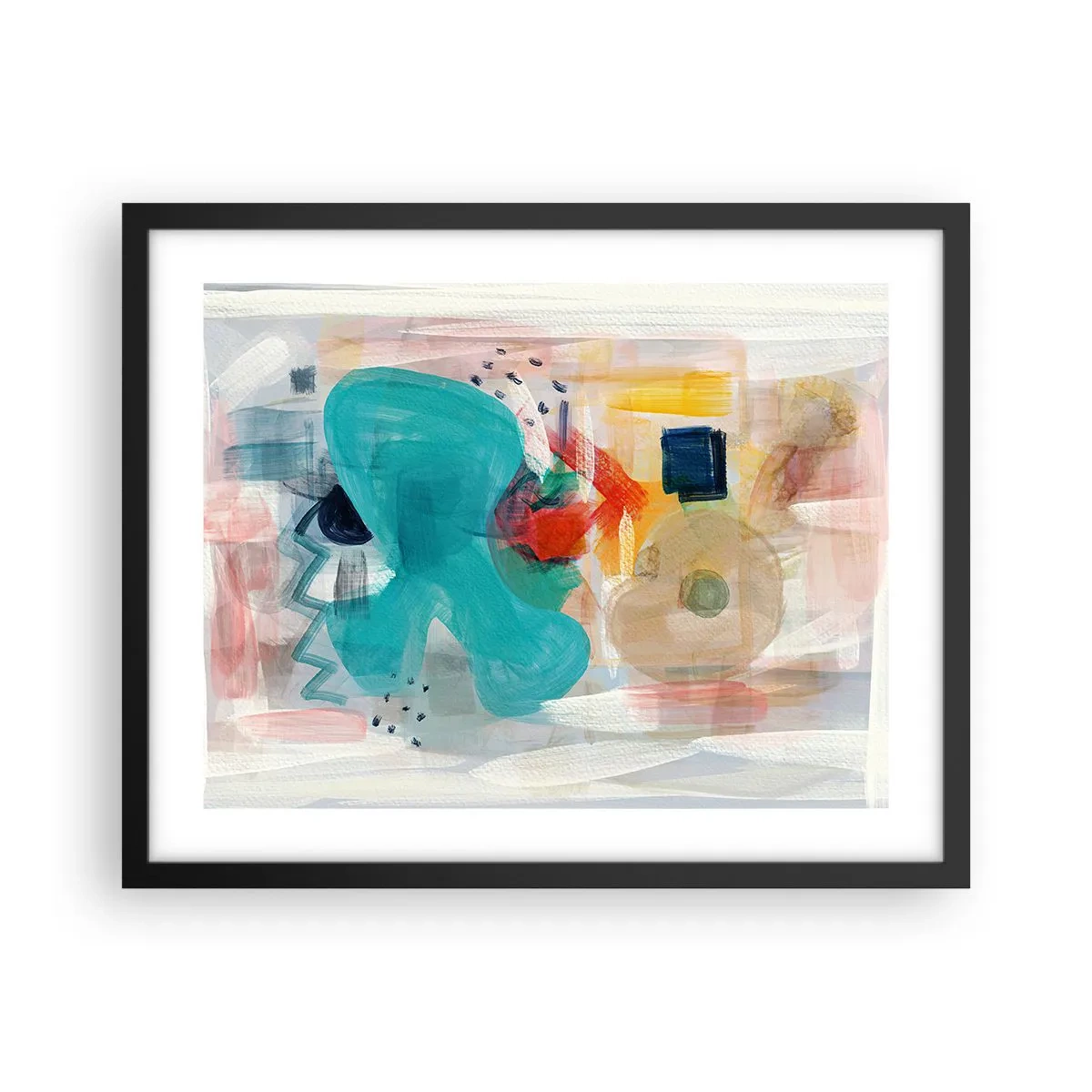 Affisch i svart ram - Ett färgglatt spel - 50x40 cm