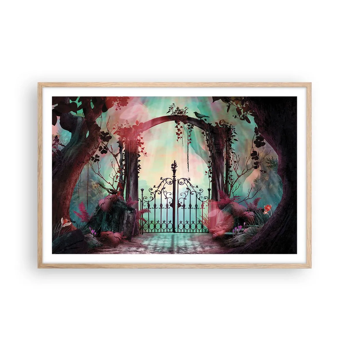Affisch i ram av ljusek - Hemlighetsfull trädgård - 91x61 cm