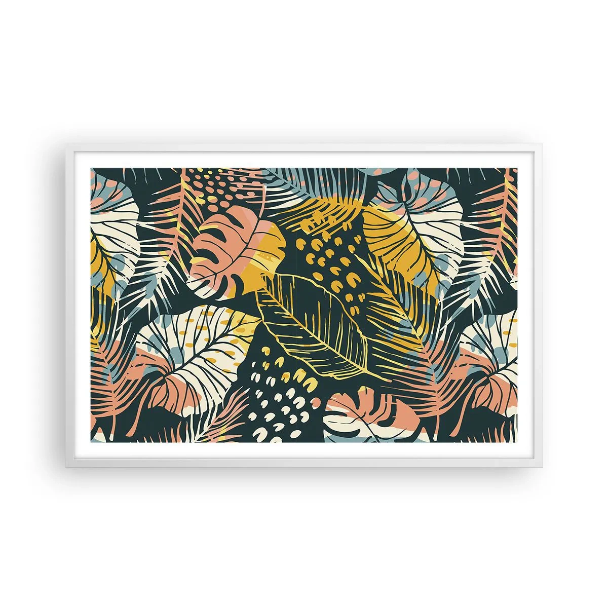 Affisch i vit ram - Lövfantasi - 91x61 cm