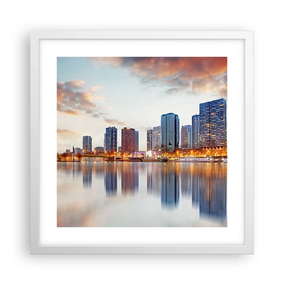 Affisch i vit ram - Paris monumentala lugn - 40x40 cm