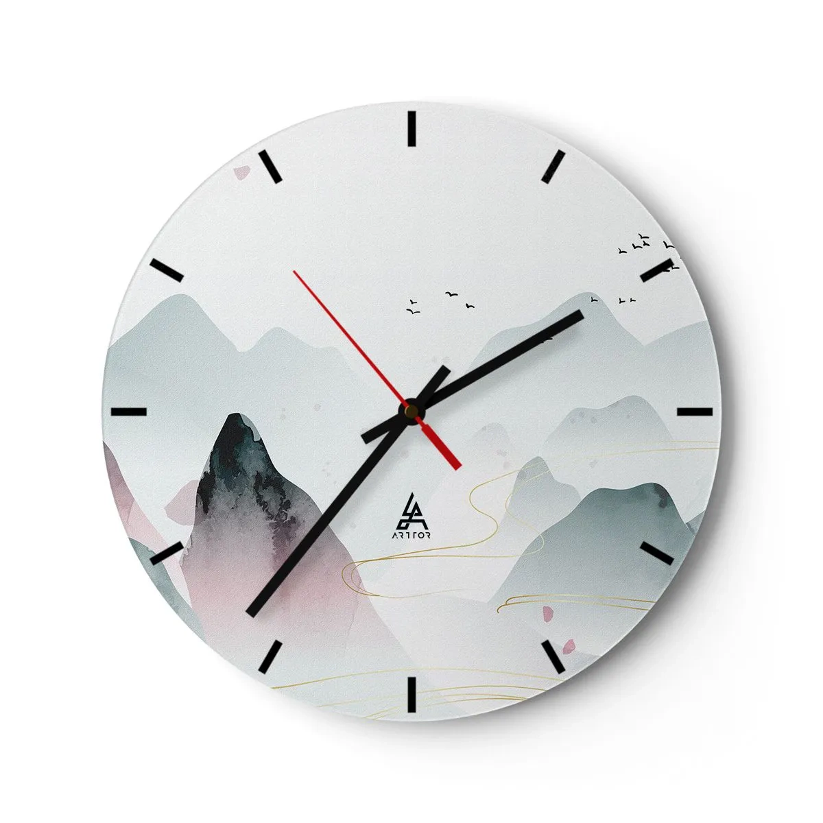 Väggklocka - Klocka på glas - Över topparna - 40x40 cm