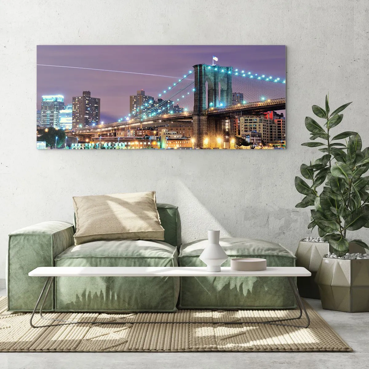 Glastavla - Bild på glas - Brooklyn-bron sedan många år - 100x40 cm