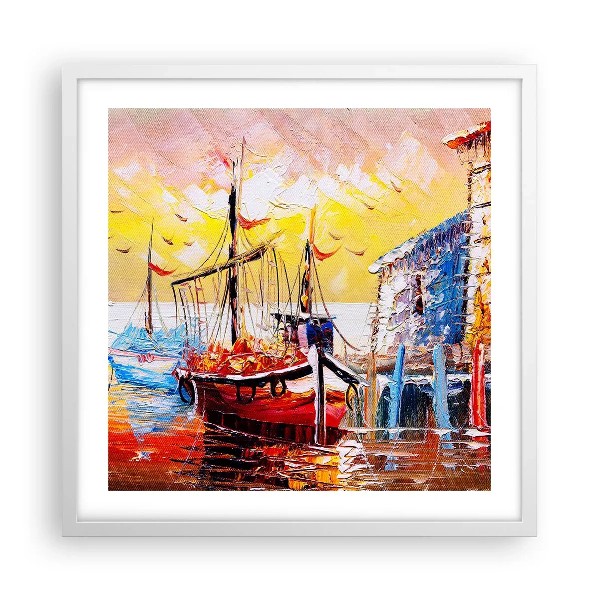 Affisch i vit ram - Lycklig återresa - 50x50 cm