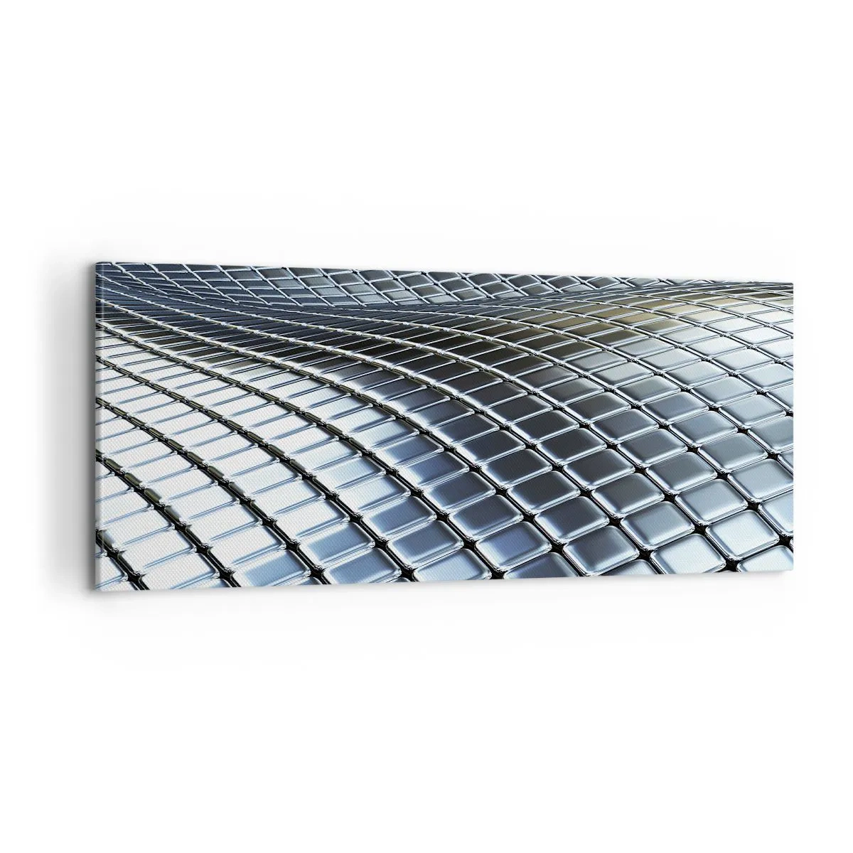 Canvastavla - Bild på duk - Metallisk silver våg - 100x40 cm