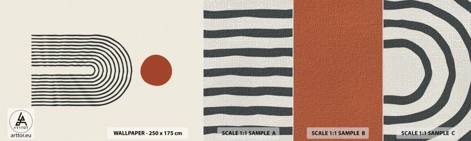 Provbit av fototapet Premium Canvas - Formernas och färgernas magnetism - Abstraktion, Grafik, Modernt mönster - 100x30 cm