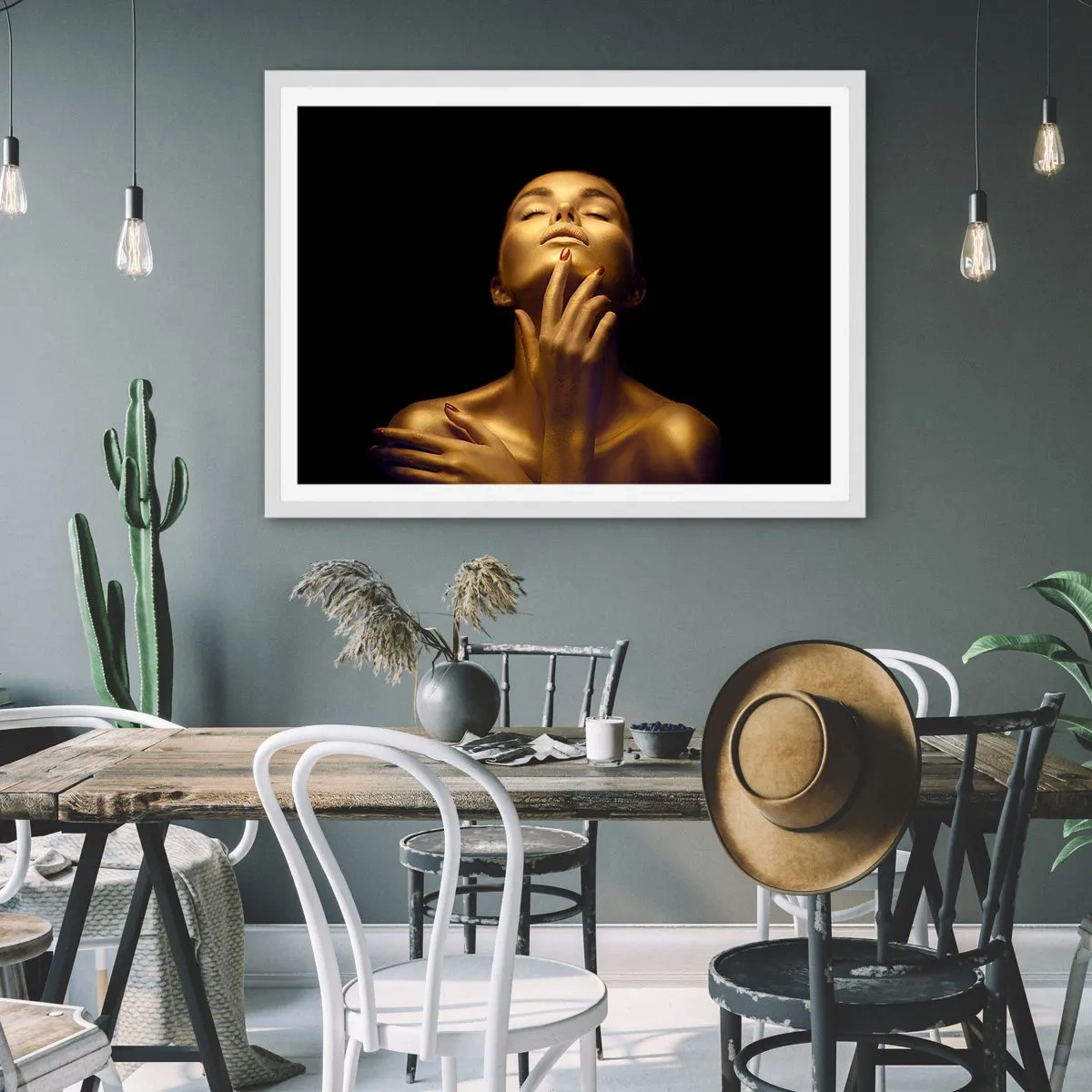 Affisch i vit ram - Som guldsilke - 70x50 cm