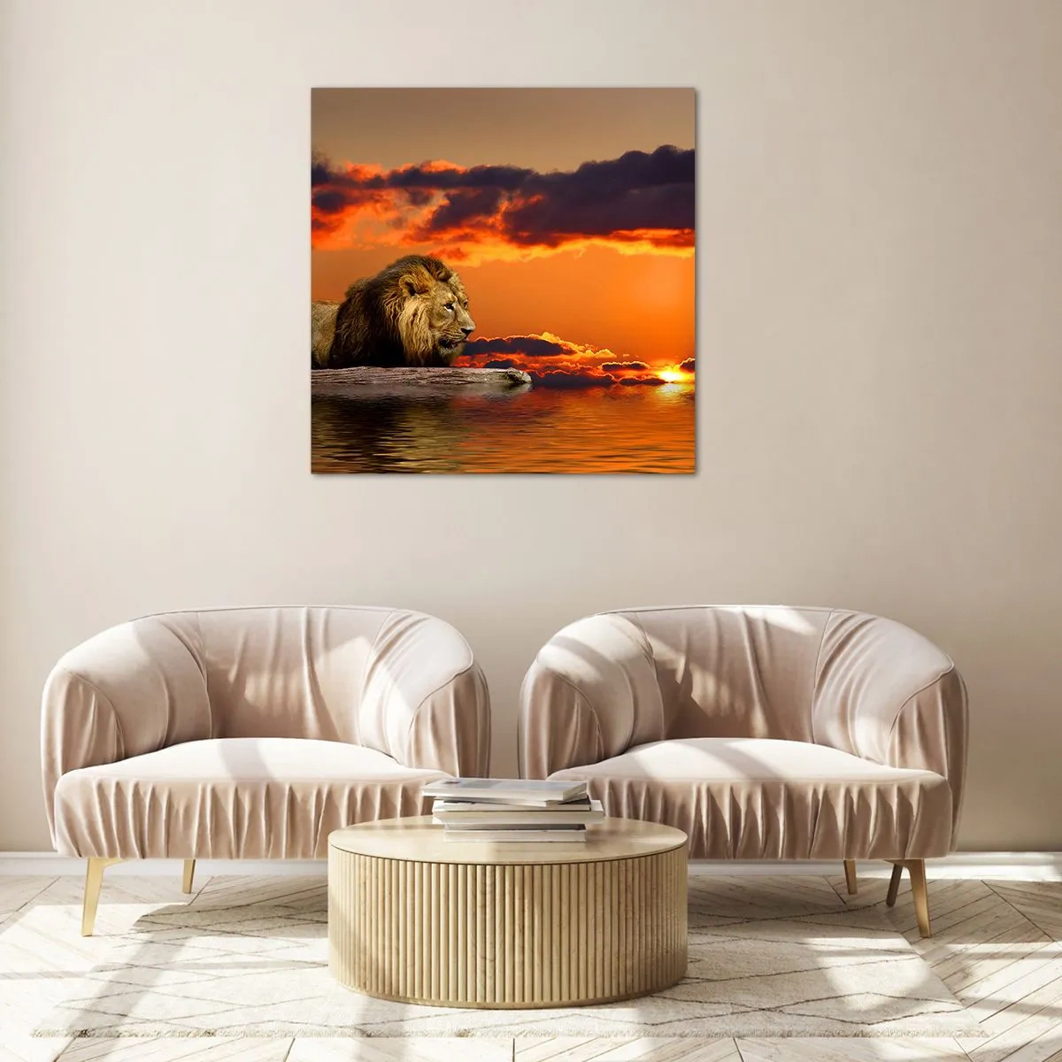 Glastavla - Bild på glas - Naturens kung - 70x70 cm