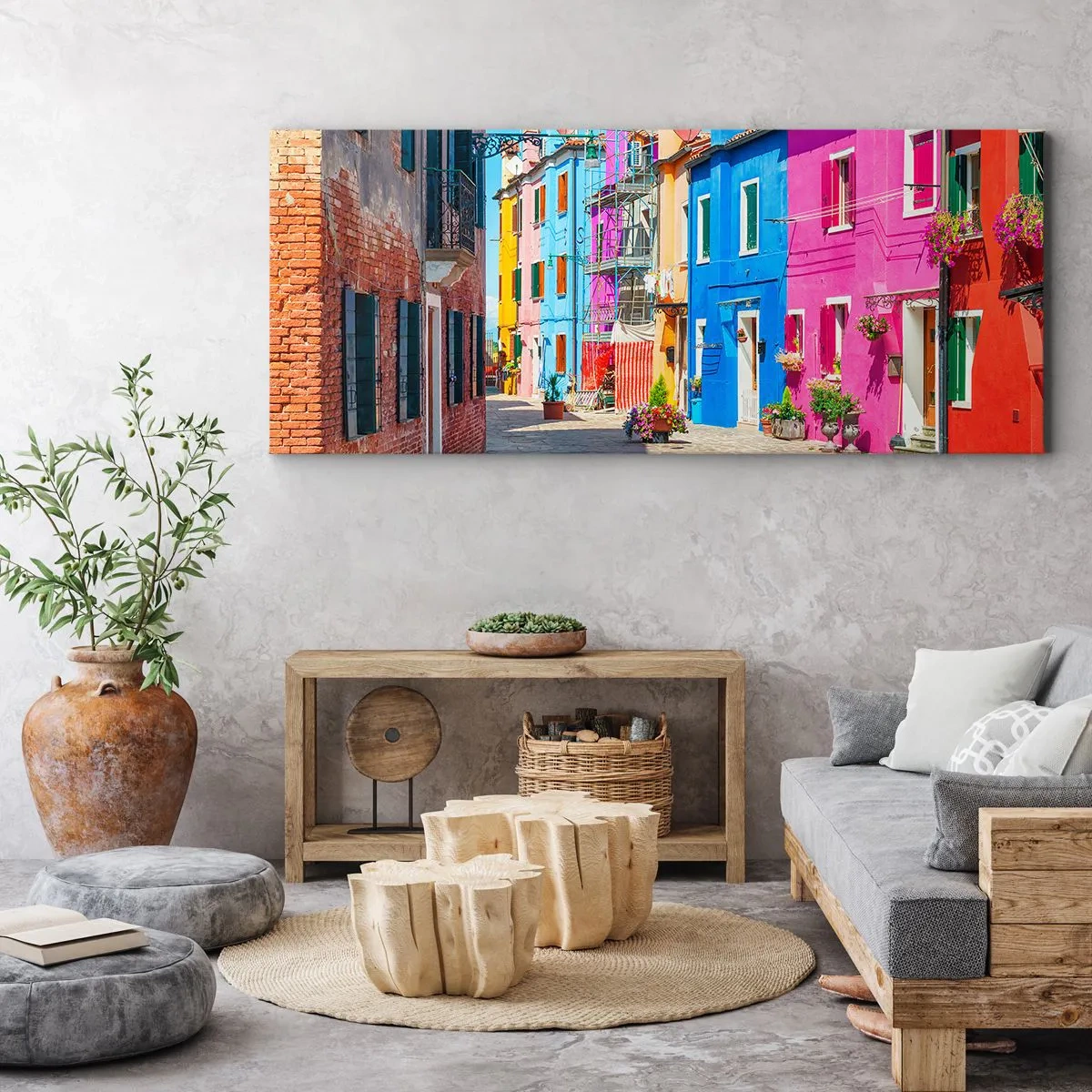 Canvastavla - Bild på duk - Papegojalik stad - 120x50 cm