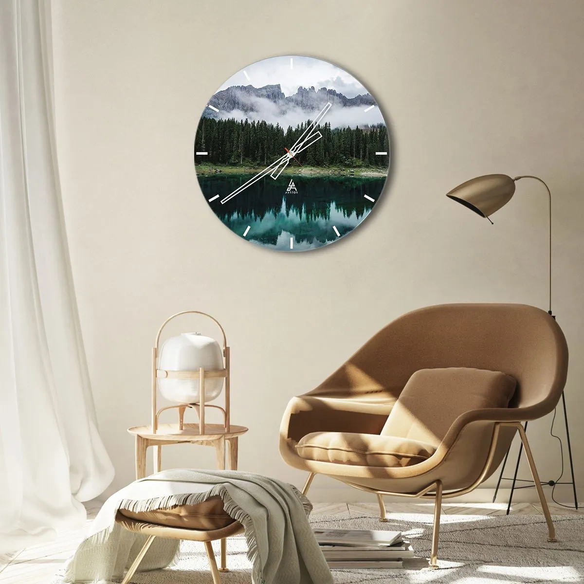 Väggklocka - Klocka på glas - Tyst, tyst, väck inte sovande vatten... - 40x40 cm