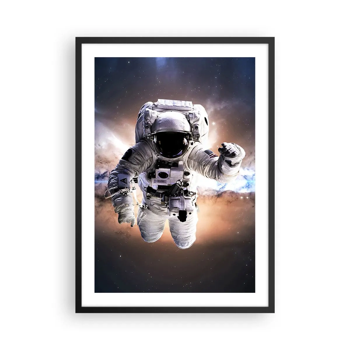 Affisch i svart ram - Astronaut i rymden - 50x70cm - Hälsningar från rymden - Modern väggdekoration för vardagsrum och sovrum ARTTOR