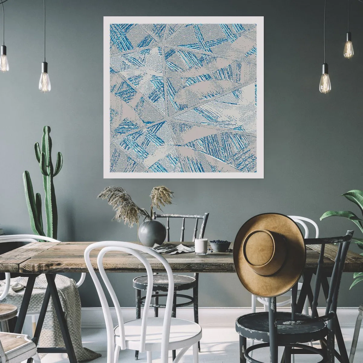 Affisch - I en gråblå labyrint - 50x50 cm