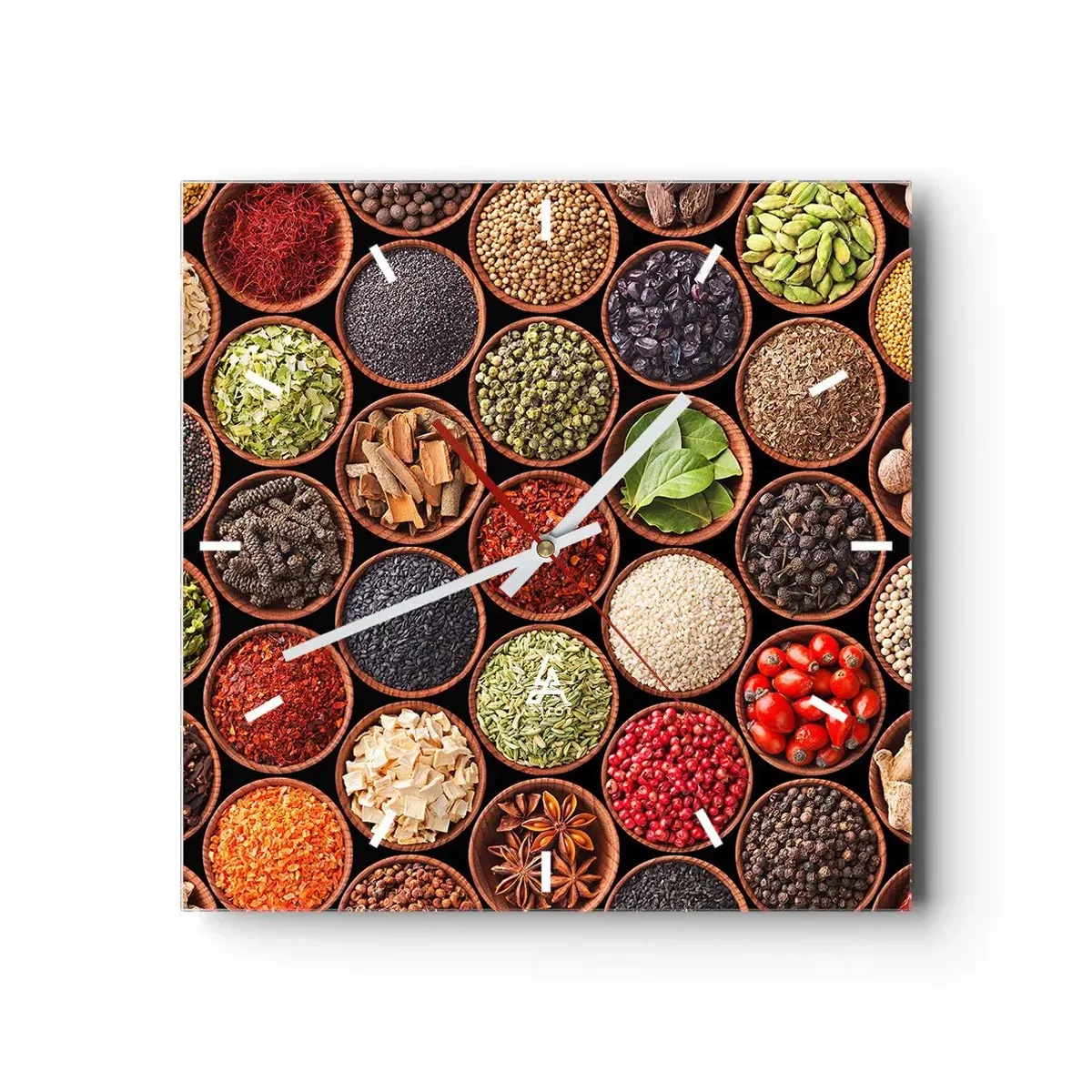 Väggklocka - Klocka på glas - Världens alla smaker - 30x30 cm