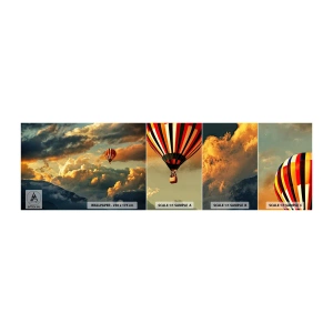 Provbit av självhäftande fototapet Deluxe Sticker - Jag flyger för jag vill - Abstraktion, Ballongflygning, Berg - 100x30 cm
