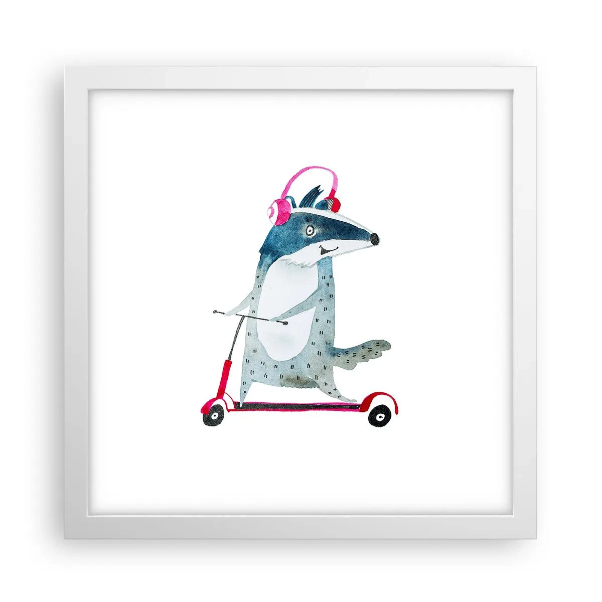 Affisch i vit ram - Grävlingens glädje - 30x30 cm