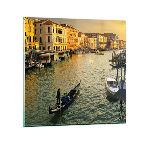 Glastavla - Bild på glas - På soliga sidan av gatan - 30x30 cm