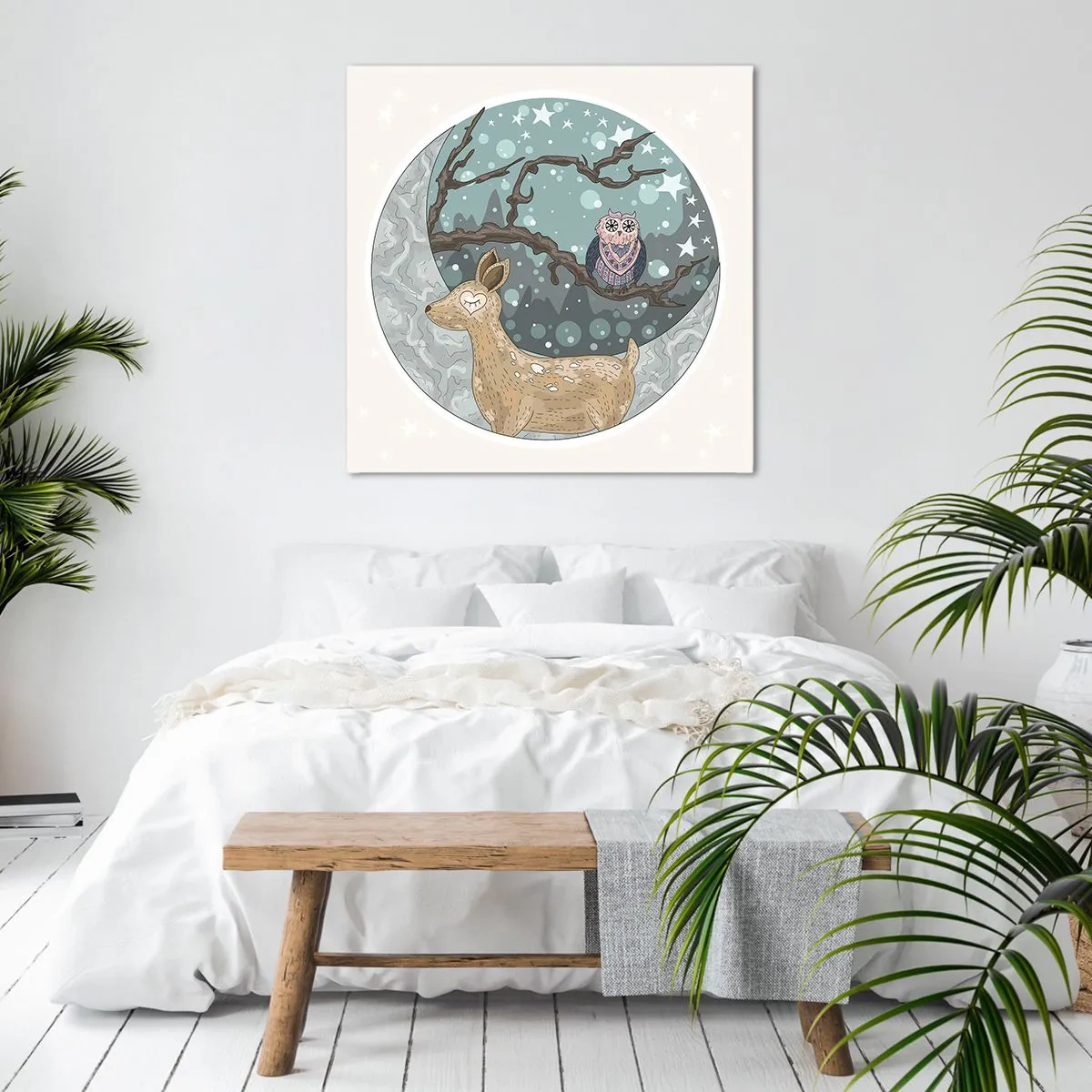 Canvastavla - Bild på duk - Sagolik skogsnatt - 40x40 cm