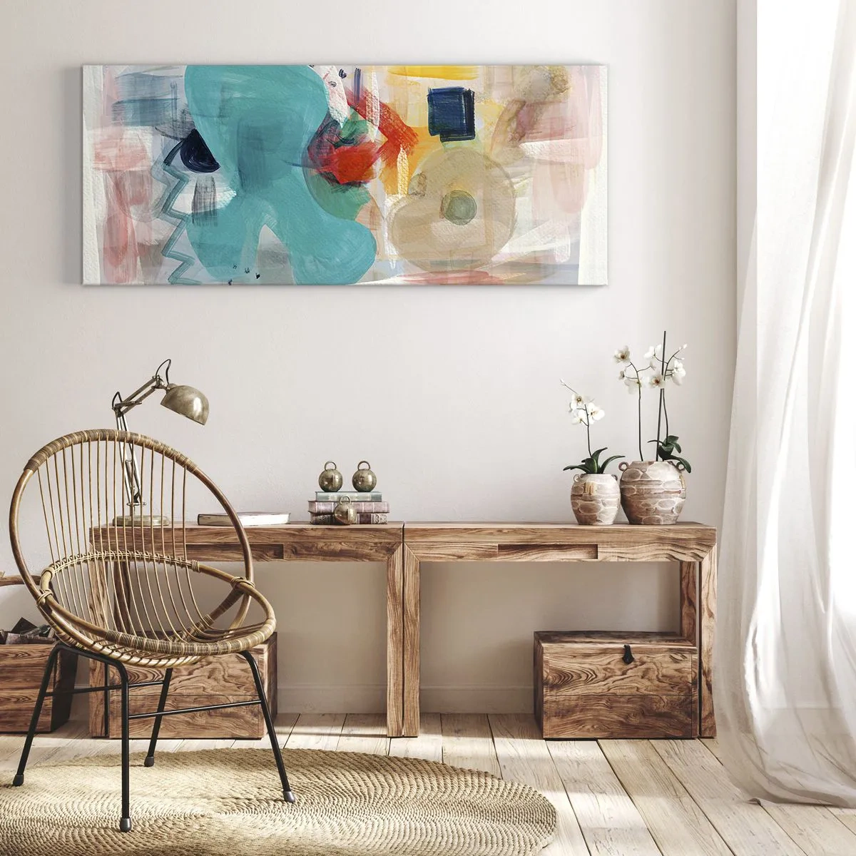 Canvastavla - Bild på duk - Ett färgglatt spel - 90x30 cm