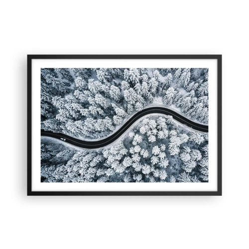 Affisch i svart ram - Genom vinterskogen - 70x50 cm