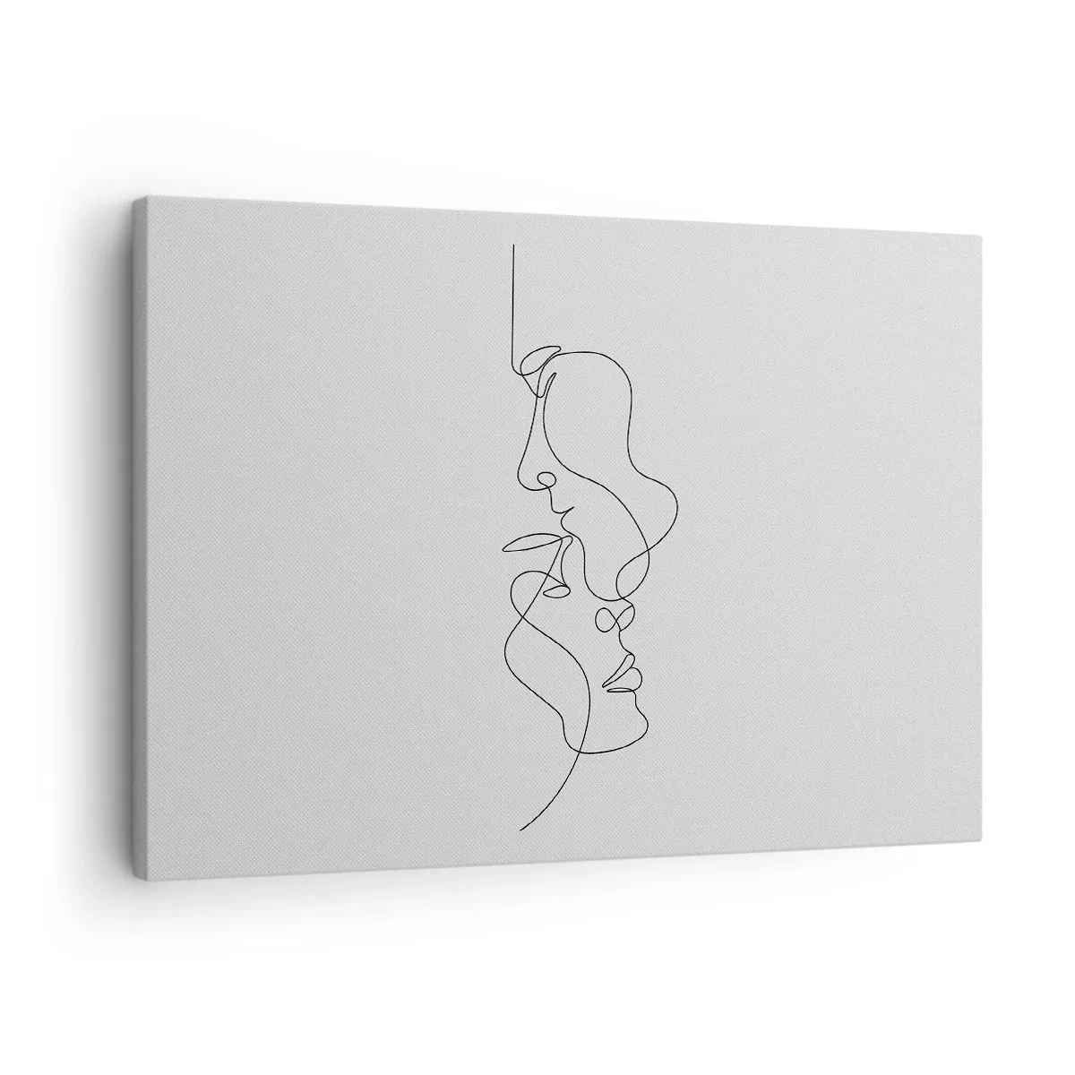 Canvastavla - Bild på duk - En minimalistisk teckning av två ansikten i en linje. - 70x50cm - Sentimentala lustens glöd - Modern väggdekoration för vardagsrum och sovrum ARTTOR