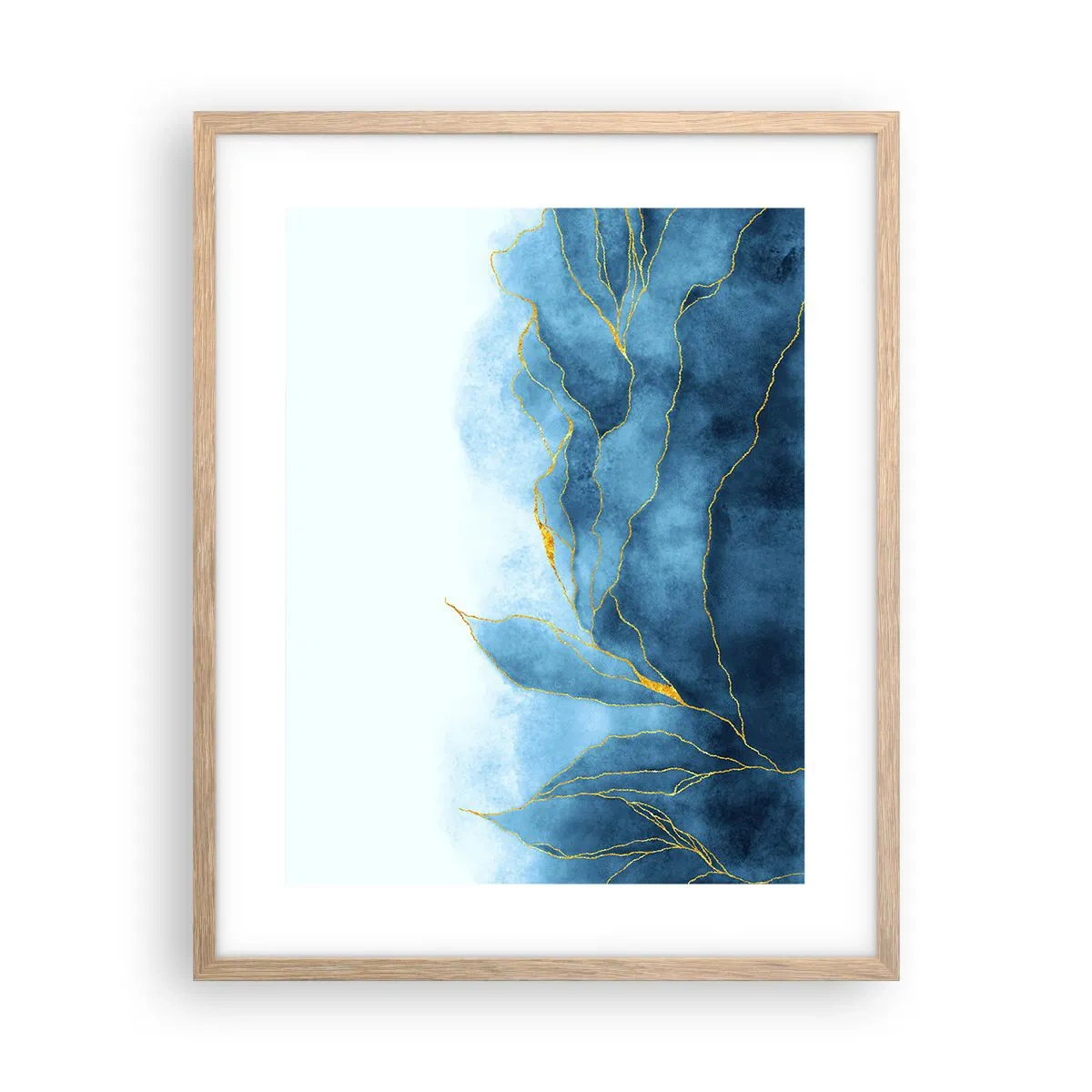 Affisch i ram av ljusek - Blått i guld - 40x50 cm