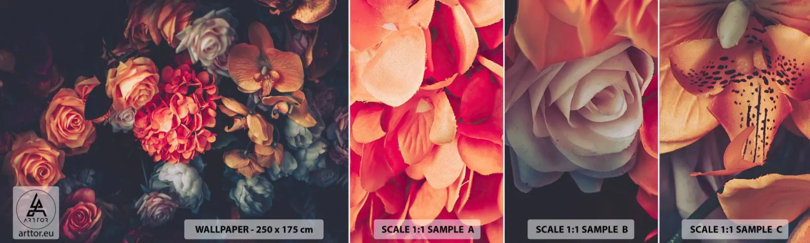 Fototapet Prov Standard Eco - Som hos de holländska mästarna - Blombukett, Blommor, Rosor - 100x30 cm