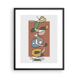 Affisch i svart ram - Abstraktion: en färgglad dans - 40x50 cm