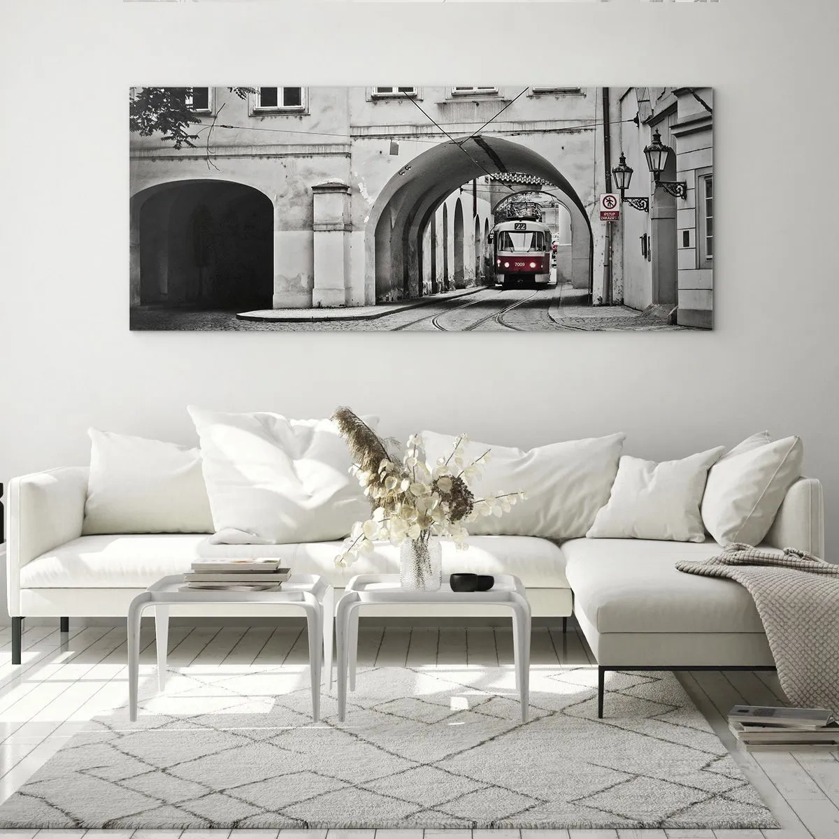 Glastavla - Bild på glas - Genom stadens labyrint - 100x40 cm