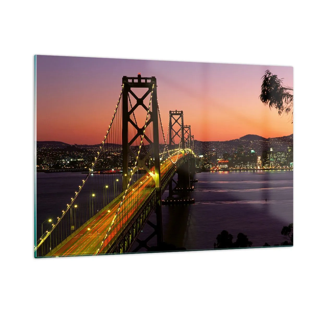 Glastavla - Bild på glas - En kväll i violett - 120x80 cm