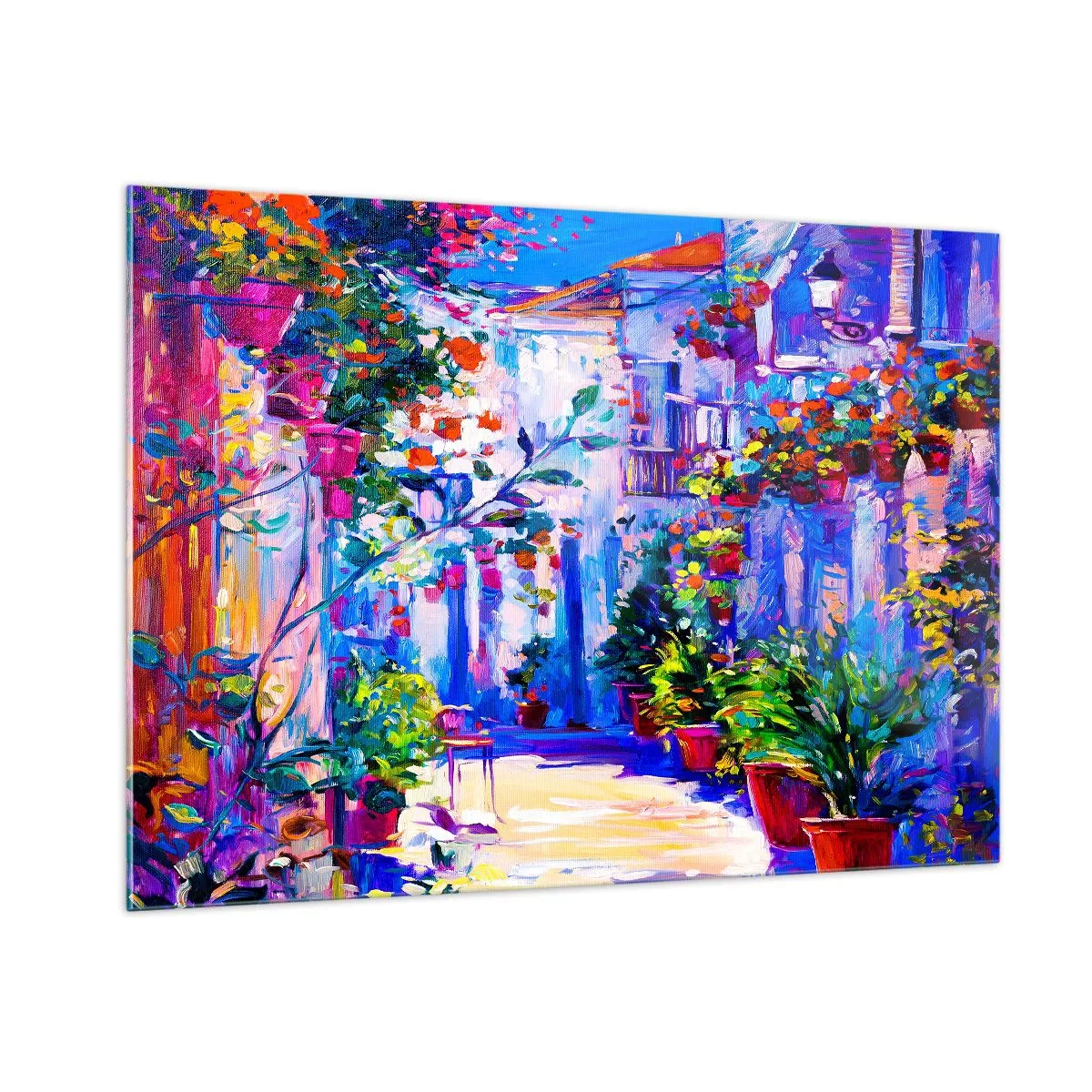 Glastavla - Bild på glas - Impression - italiensk gränd - 100x70 cm