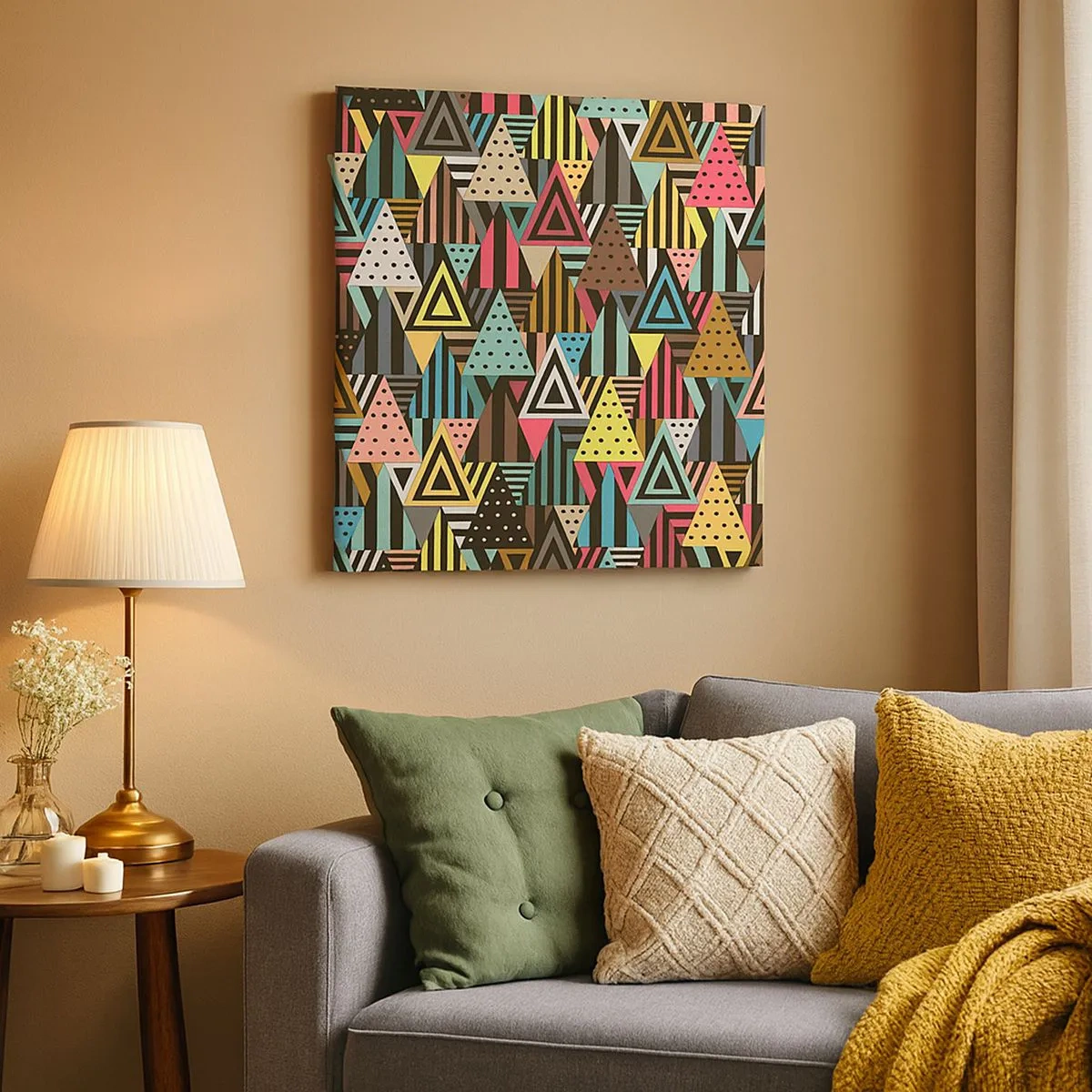 Canvastavla - Bild på duk - Trianglar - 30x30 cm