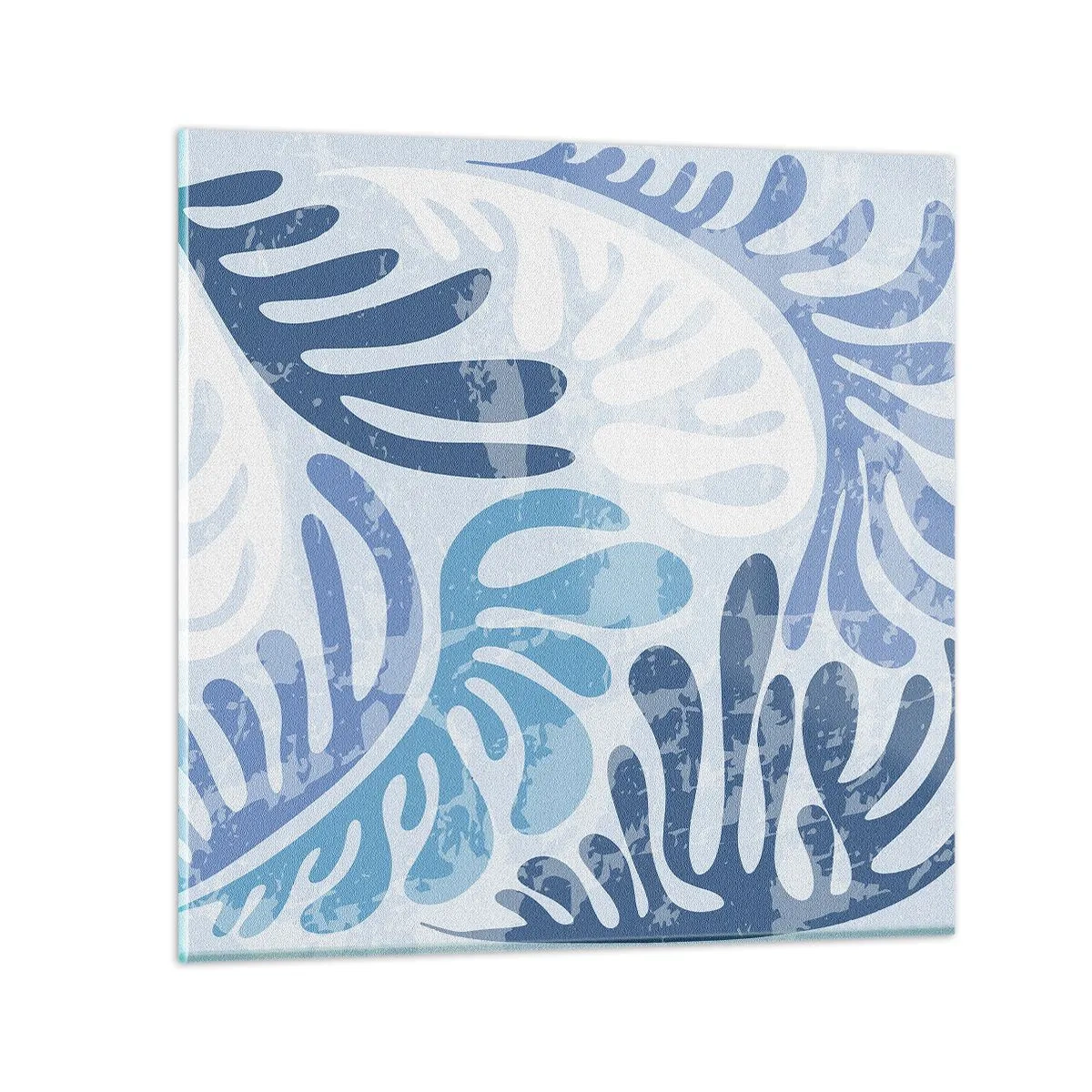 Glastavla - Bild på glas - Blåa ormbunkar - 30x30 cm