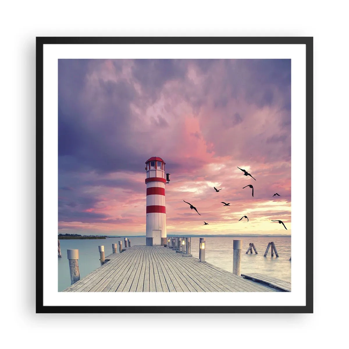 Affisch i svart ram - Dags att bege sig till hamnen - 60x60 cm