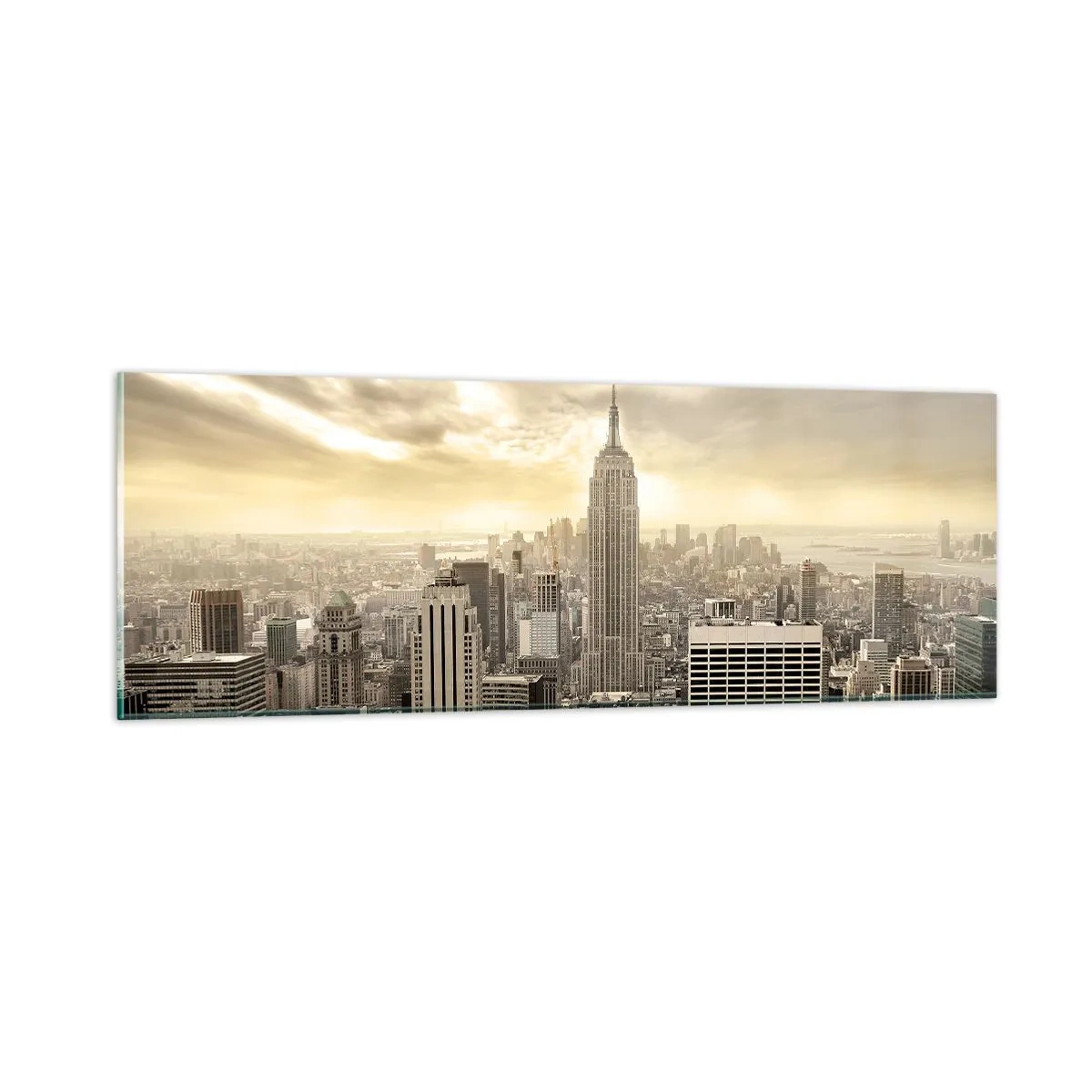 Glastavla - Bild på glas - New York i grånyanser - 90x30 cm