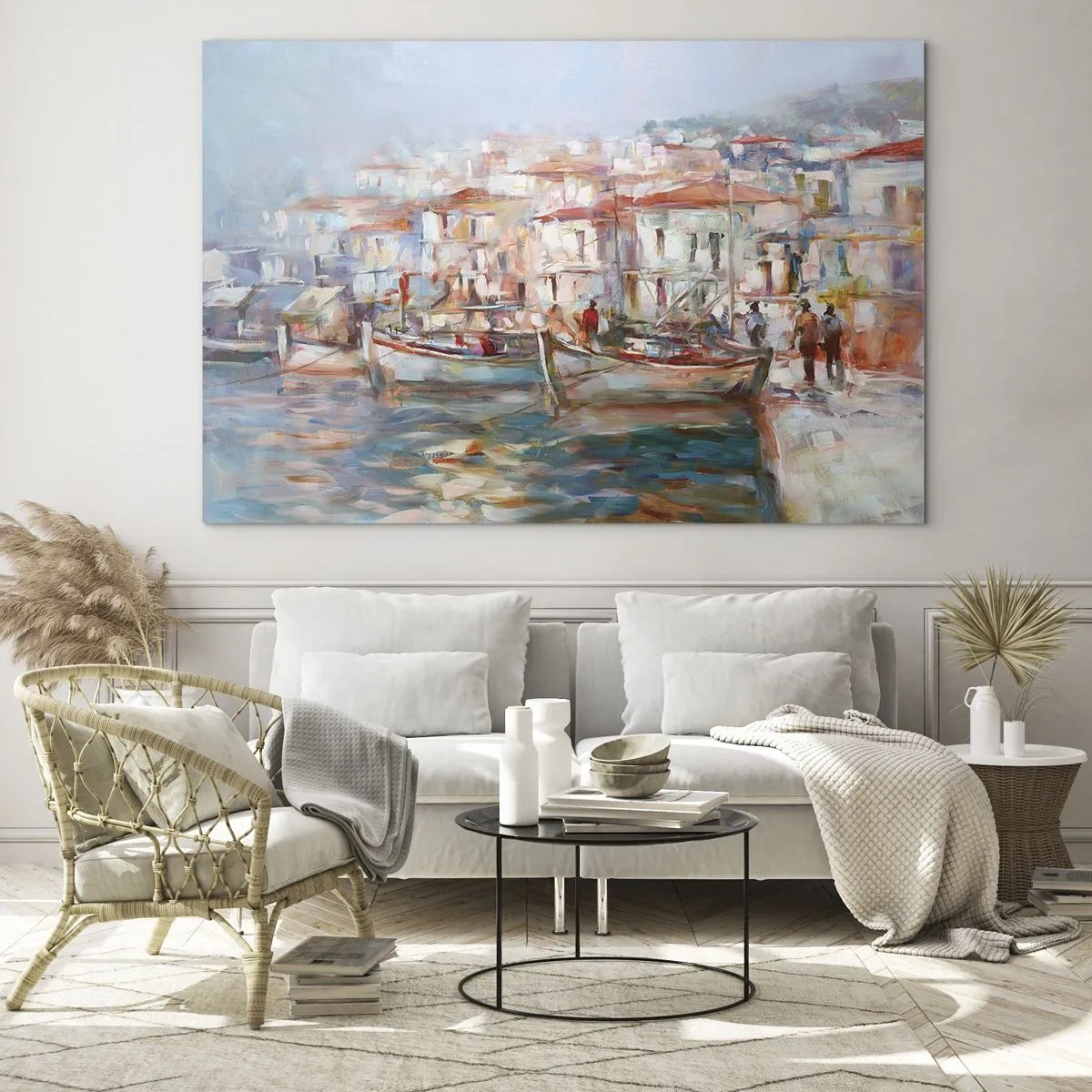 Glastavla - Bild på glas - Pastellfärgad semester - 100x70 cm