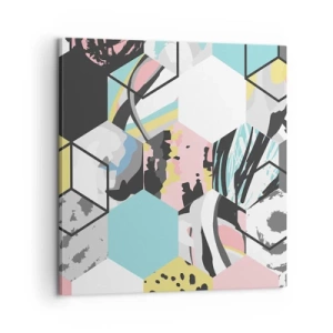 Canvastavla - Bild på duk - Sexkanter och kuber i sex färger - 60x60 cm