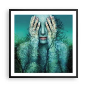 Affisch i svart ram - Doppad i blått - 60x60 cm