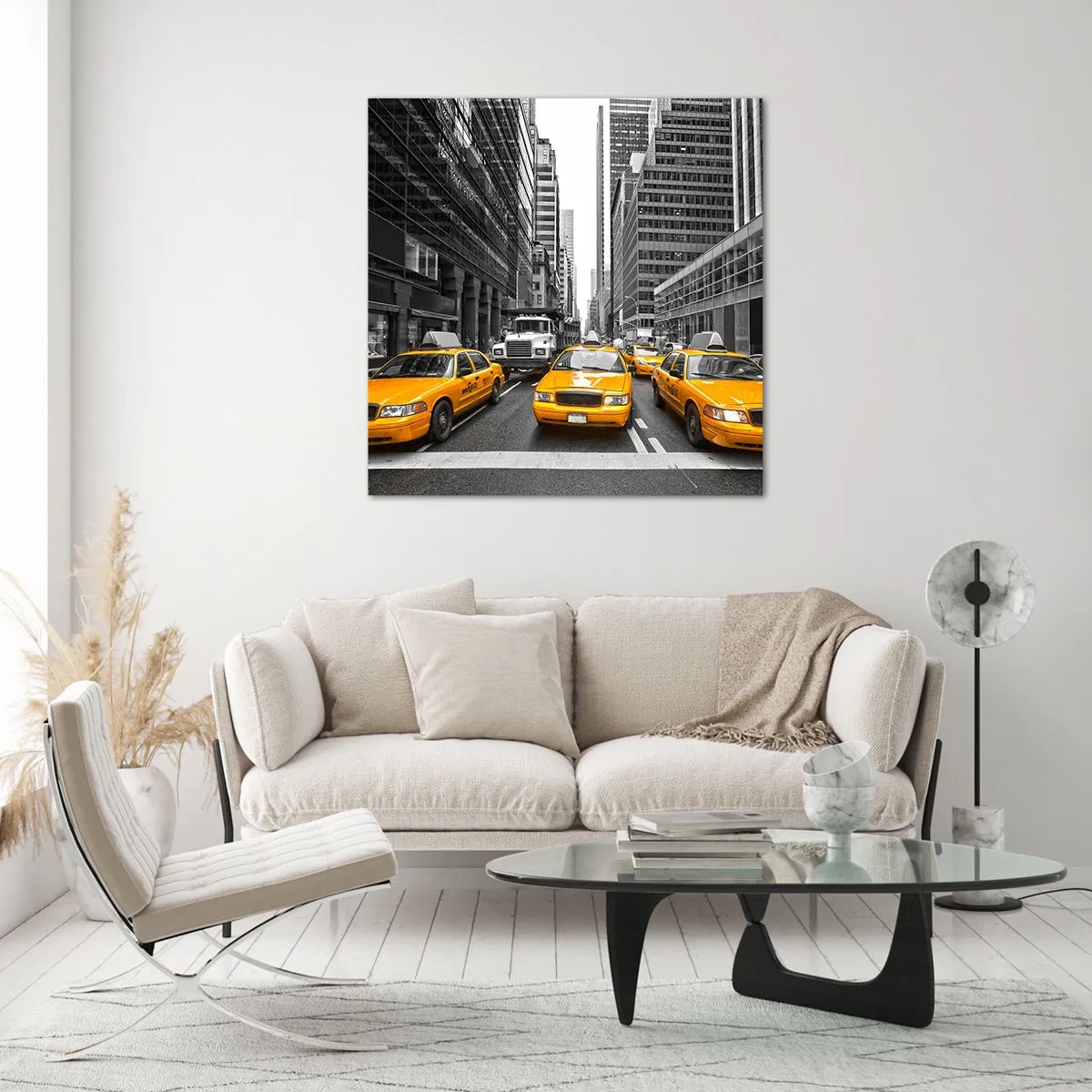 Glastavla - Bild på glas - Vi färgar denna stad - 60x60 cm