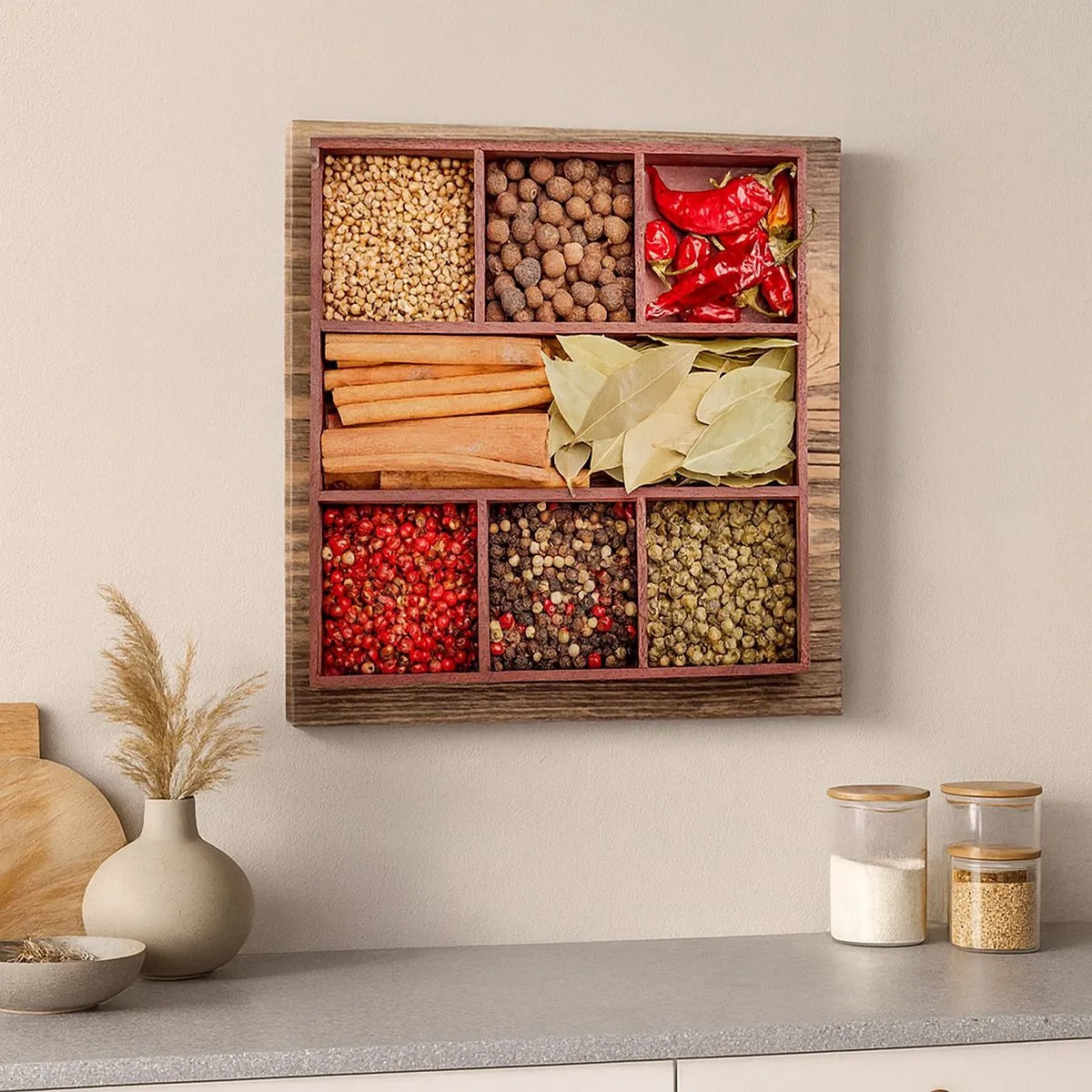 Canvastavla - Bild på duk - Formordning, arombukett - 30x30 cm