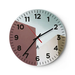 Väggklocka - Klocka på glas - Geometri av en solig sommar - 30x30 cm