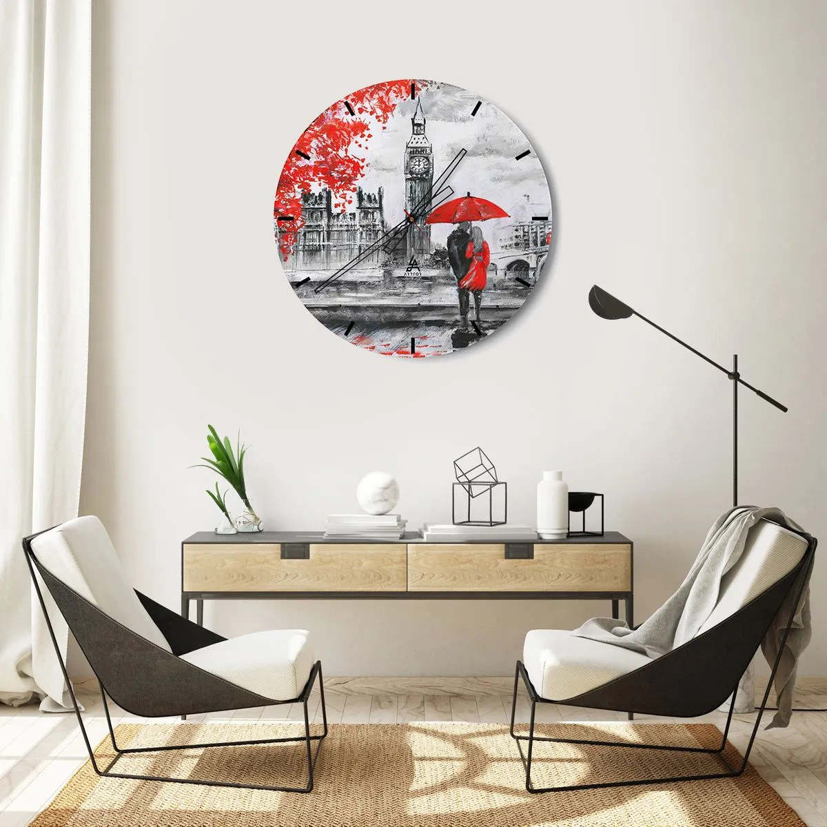 Väggklocka - Klocka på glas - Förälskade i London - 30x30 cm