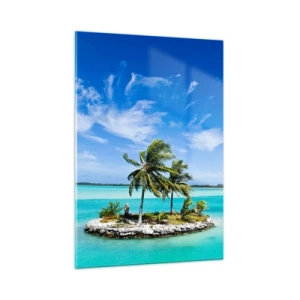 Glastavla - Bild på glas - Paradis på jorden - 50x70 cm