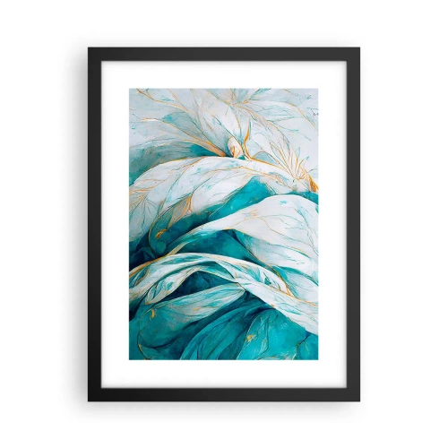 Affisch i svart ram - Blå abstraktion med guldmotiv - 30x40 cm