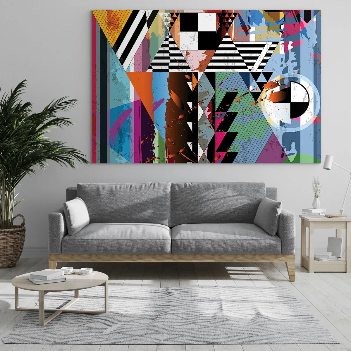 Glastavla - Bild på glas - Geometriskt och organiskt - 100x70 cm