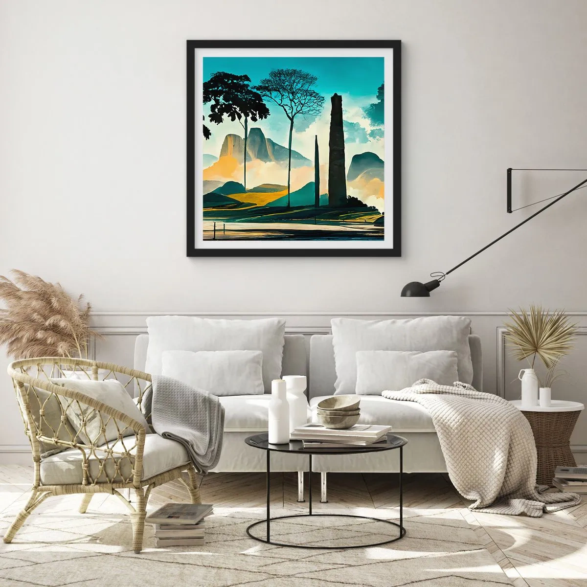 Affisch i svart ram - Fortfarande högre och högre - 60x60 cm