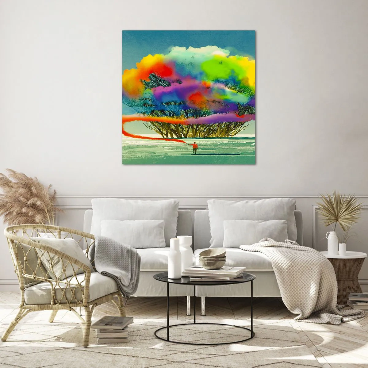 Glastavla - Bild på glas - Liva upp världen - 70x70 cm