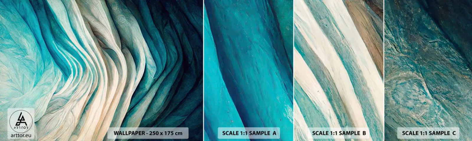 Fototapet Prov Standard Eco - Blå omättlighet - Bit, 3D, Abstraktion - 100x30 cm